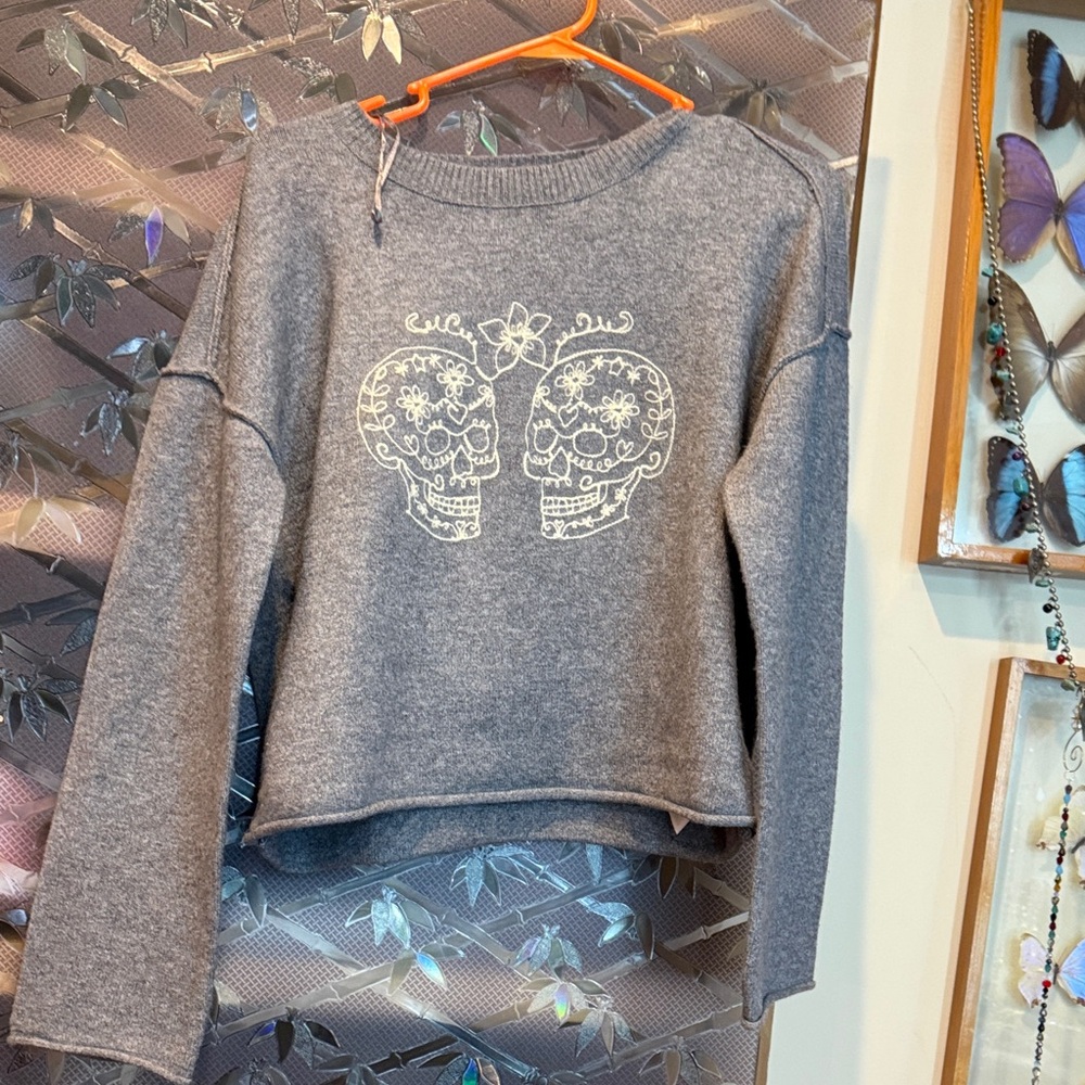 Haute Hippie Gray Skull Women's Sweater